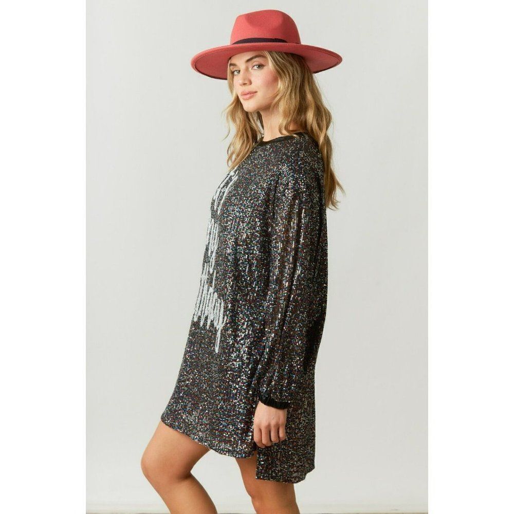 Fantastic Fawn Birthday Behavior Long Sleeve Sequin Dress Rainbow IFKD54516-01 - Picture 5 of 6